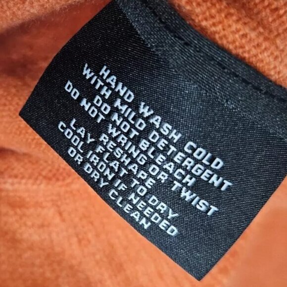 Sutton Cashmere crew Neck Sweater Modern Classic cardigan Orange Ruffles M - Picture 6 of 6